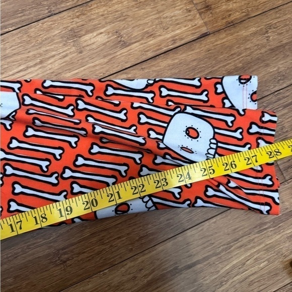 Lularoe TC2 Plus Size Leggings Skull Bones Halloween Orange Black White - Picture 4 of 5